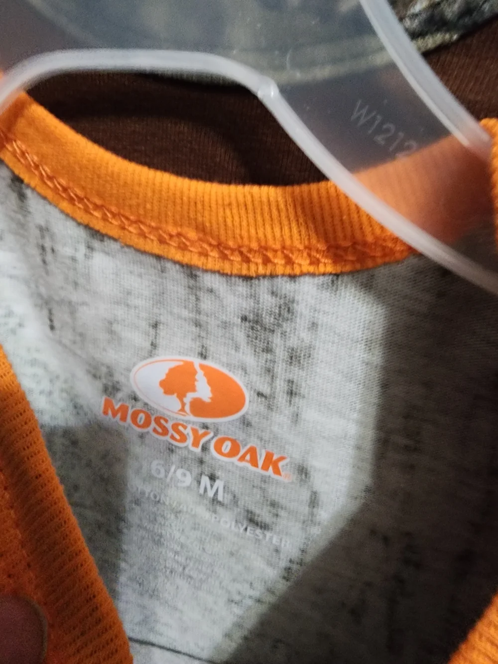 Mossy Oak Camouflage Baby Bodysuit with Orange Trim